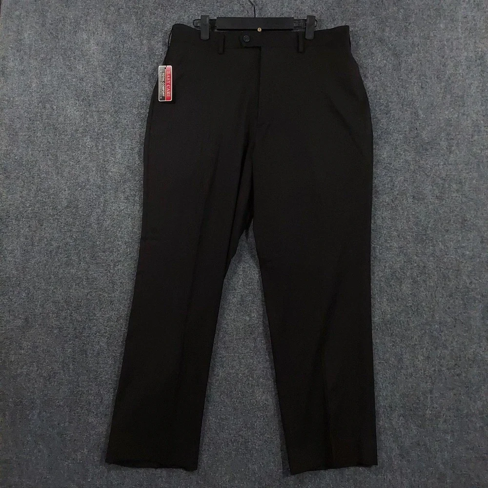 NEW Savane Pants Mens 34x30 Black Select Edition Dress Easy Care Comfort Stretch
